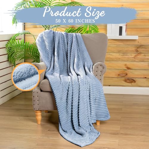 Buryeah 6 Pcs Flannel Throw Blanket Bulk 50 x 60 in Sleepover Blanket Outdoor Wedding Throw Lightweight, Oeko-tex Standard 100 Certified for Sofa Homeless Gifts (Dusty Blue) - color: Dusty Blue