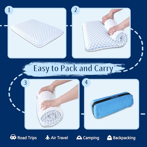 Stomach Sleeping Pillow for Stomach & Back Sleepers,Cooling Gel Thin Memory Foam Pillows for Back Shoulder Neck Pain Relief - Low Profile Ultra Flat Soft Pillow Cases with Zipper 2.25-Inches - size: 2.25"H (Standard) Hyper Slim with Bag