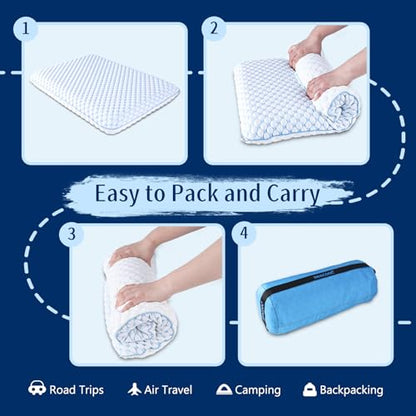 Stomach Sleeping Pillow for Stomach & Back Sleepers,Cooling Gel Thin Memory Foam Pillows for Back Shoulder Neck Pain Relief - Low Profile Ultra Flat Soft Pillow Cases with Zipper 2.25-Inches - size: 2.25"H (Standard) Hyper Slim with Bag