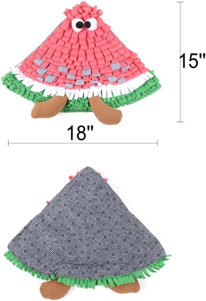 Ferret Cats Snuffle Mat Fleece Foraging Mats Interactive Feeding Toy Small Animal Rabbit Guinea Pig Rat Hamster Anti Slip Treat Dispenser Slow Feeder (Watermelon) - color: Watermelon