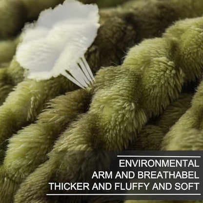 Richave Fleece Throw Blanket,Premium Lightweight Anti-Static 50x60 Inches Travel Size 3D Clouds Stylish Jacquard Throw Blanket for Winter, Tie-dye Olive Green - color: Olive Green, size: Travel (50-Inch-by-61-Inch)