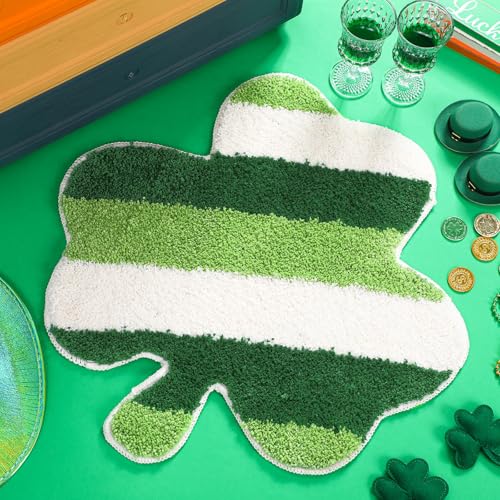 Drydiet St. Patrick's Day Shamrock Bathroom Rug Ireland Celtic Knot Door Mat Leaf Shower Mat Irish Bathroom Shower Decoration Non Slip Washable Rug 20 x 24 Inches(Classic) - style: St. Patrick
