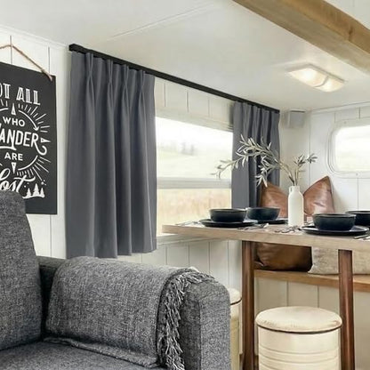 Lino Rosa Small Basement Window Curtains 18 Inch Length,Pinch Pleated Cafe Blackout Mini Curtains for RV Camper Kitchen - color: Grey, size: 24"W x 18"L (Pack of 1)