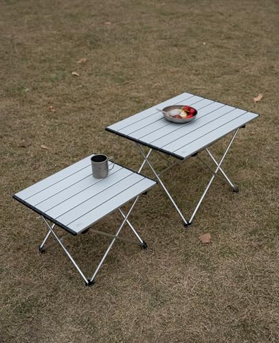iClimb Ultralight Compact Camping Folding Table with Carry Bag (Silver - L) - color: Silver, size: Large