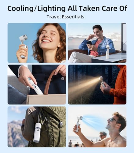 Mini Handheld Turbo Fan with Light, 15000RPM Powerful Handheld Fan 1-100 Speed Turbo Fan with Flashlight,25dB Quiet BLDC Portable Fan For Travel/Summer/Concerts/Lash,Gifts for Women