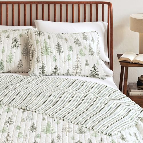 Great Bay Home Lodge Quilt Set - 3-Piece Full/Queen Size Rustic Bedding Set - Lightweight, All-Season, Reversible Bedspread (Lodge Trees) - color: Lodge Trees, size: Full / Queen