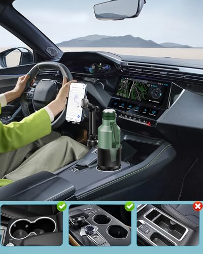Cup Phone Holders for Your Car, [360°Adjustable] Car Cup Holder Phone Cradle for 2.5-4" Cup Holders-Compatible with iPhone 15/14 Pro, Phone Holder Mount for Truck/SUV| Anti-Slip & No Shake Design - color: black