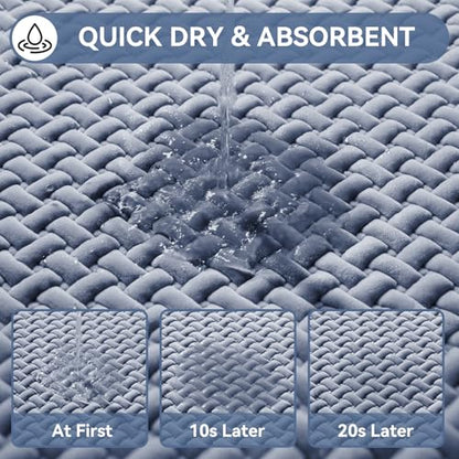 YDKGL Bathroom Runner Non Slip, Extra Soft Absorbent Quick Dry Bath Mats, Foam Weave Texture Thin Bath Rugs Washable with Rubber Backing, 24" x 70“ - color: Blue, size: 24"x 70"
