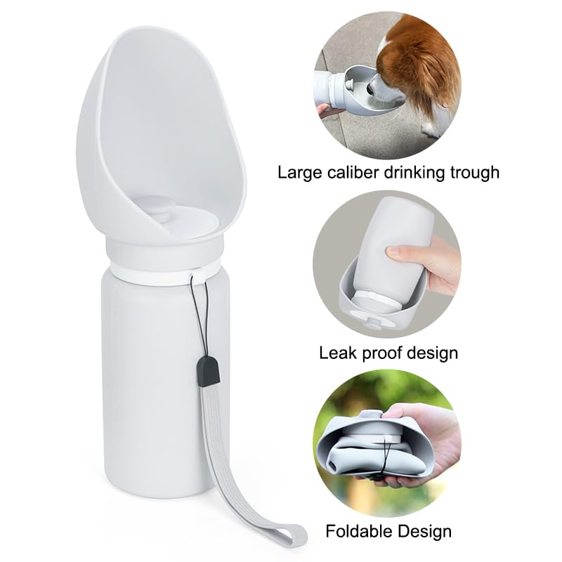 Dog Water Bottle, Collapsible Portable Water Bowl for Dog, 19oz Lightweight Food Grade Silicone Water Bottle for Dogs, Pet Cat Travel Bottle for Walking, Hiking, Outdoor Camping, Road Trips