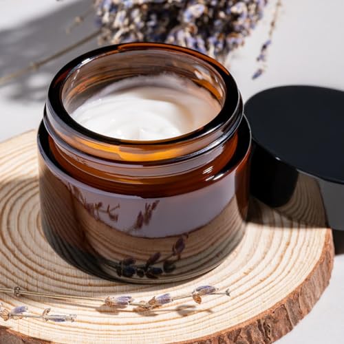 TUZAZO Thick Amber 1 oz Glass Jars with Lids & Inner Liners, 4 Pack Small Amber Glass Jar Travel Containers for Cosmetics, Cream, Lotion | Essential oil Beauty Products | Candle Making Jar - color: 1 oz Amber