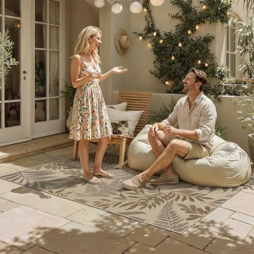 Easy Jute Rug Outdoor Indoor 4x6 Patio Mat Porch Entrance Brown Natural Non Slip Area Rug for Living Room Balcony Deck Camping Washable Textured Outside Carpet Doorway Backyard - color: Easy Jute | Brown, size: 4' x 6' (Rectangular)