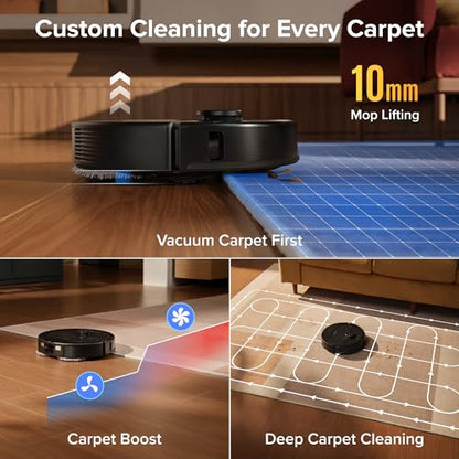 roborock Qrevo S Pro Robot Vacuum and Mop, 18,500Pa Suction, Multifunctional Dock with 167℉ Mop Self-Cleaning, Smart Obstacle Avoidance, Anti-Tangle Brush, Liftable Spinning Mop, Black - color: Black