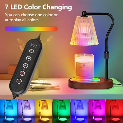Engpure Candle Warmer Lamp with 7 LED Colors Lamp,Candle Warmer with Timer Dimmer Adjustable Height,Christmas Gift for Women Mom,Birthday Gifts for Women Mom - color: Black with RGB