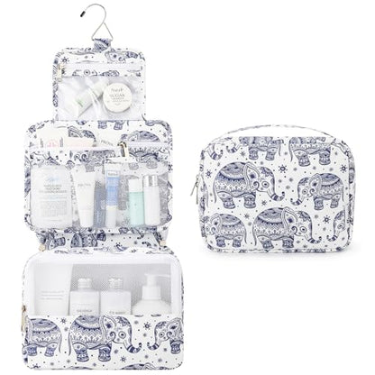 Mossio Hanging Toiletry Bag with Sturdy Hook - Large Portable Cosmetic Makeup Travel Organizer for Men & Women - color: Elephant B