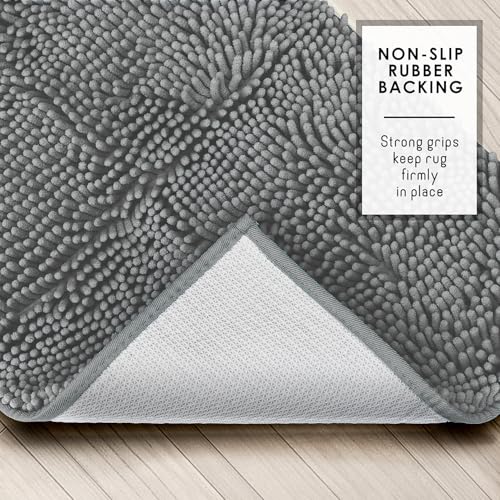 Hearth & Harbor Bathroom Rugs, Chenille Bath Mat - Machine Washable Bath Mats for Bathroom Non-Slip Backing Rubber, Quick Dry Bathroom Mat, 20 x 32 - Frost Grey - color: Frost Grey, style: 20 x 32