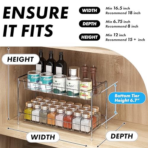 Simple Houseware 2-Tier Spice Rack Kitchen Organizer Countertop Shelf, Chrome - color: Chrome