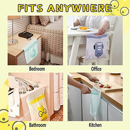92pcs Car Trash Bags Easy Stick-On Disposable Portable Car Garbage Bags, Waterproof Leak Proof Barf Vomit Bags, Self Adhesive Cleaning Bags for Cars, Bedrooms, Bathrooms, Offices, Kitchens - Pattern A - color: A-92 Pieces