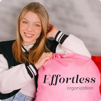 Nylon XL Laundry Bag - Locking Drawstring Closure and Machine Washable. These Large Bags will Fit a Laundry Basket or Hamper and Strong Enough to Carry up to Three Loads of Clothes (Pink 22" x 32") - color: Pink, size: 22" x 32"