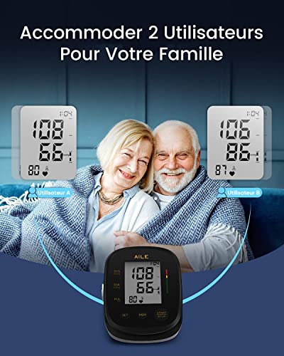 Blood Pressure Monitor,Aile Blood Pressure Machine Upper Arm Large Cuff(8.7"-16.5" Adjustable),Automatic high Blood Pressure Cuff for Home use (Black) - color: Black
