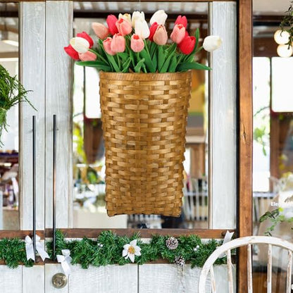 Domensi 15.5 x 10 x 7.5 Inch Front Door Basket Woven Wall Hanging Basket Hanging Storage Decor Farmhouse Decor Crafting DIY for Front Door(15.5 x 10 x 7.5 Inch,Classic Style)
