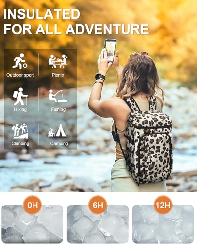Capolo 36/45 Cans Cooler Backpack Insulated Waterproof for Women Men Lunch Backpack Coolers Leak Proof Soft Cooler Bags - color: Leopard, size: 36 Cans