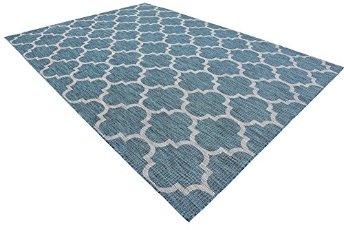 Unique Loom Outdoor Trellis Collection Area Rug (8' x 11' 4" Rectangle, Teal/ Gray) - color: Teal/Gray, size: 8' x 11'4" (Rectangular)