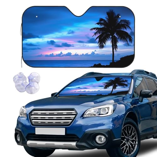 Blue Sunset Windshield Sun Shade Car Front Window Shades for Car Accessories Sun Heat UV Rays Visor for Universal Cars SUV Truck 51 x 27.5 Inch - color: Blue Sunset