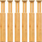 VaeFae 6-Pack Adjustable Bamboo Drawer Dividers, Expandable Drawer Organizer for Kitchen Utensils, Clothes, Bathroom, Office – Fits Drawer Interiors 16.6" to 21.8" - size: 2.4''H, 16.6''-21.8''L, 6 Pack