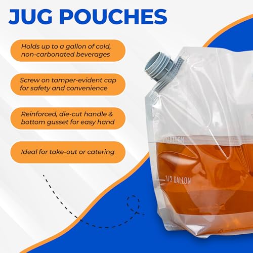 Collapsible Water Container Bottle 1 Gallon Jug – 4 Pack Water Bag Drink Pouches – Portable Empty Gallon Jugs Containers with Lids Caps - Plastic Water Tote Travel Camping & Hiking Hydration Canteens