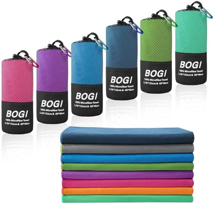 BOGI Microfiber Quick Dry Travel Sports Towel, Blue, 60"x30"+16"x16" - color: Blue, size: L:60''x30''+16''x16''