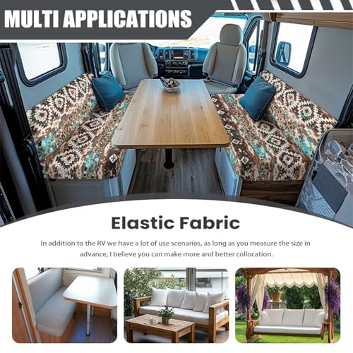 RV Sofa Covers - Aztec Leopard Stretch Camper Slipcovers for Dinette Booth & Chair (Anti-Pet Hair Furniture Protector) - color: Aztec Leopard