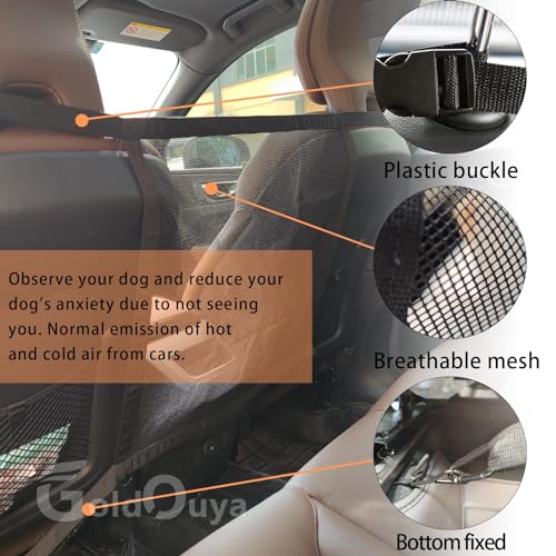 Car Dog Net Barrier, 21 x 21 in Adjustable Mesh Obstacle Car Dog Barrier Net Car Back Seat Pet Fence Car Pet Isolation Protective Network, Easy to Install and Clean