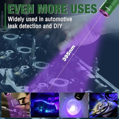 EverBrite Rechargeable Pen Flashlight with UV Light and White Light, 395nm Black Flashlight with Clip, Zoomable 4 Modes with Memory, USB C Cable, for Camping, Emergency, Pet Urine Detection,Green - color: Green