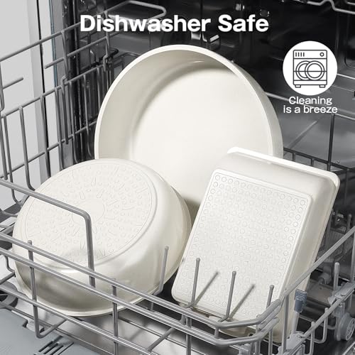 GiPP Ceramic Pots and Pans Set Non Stick, Nonstick Detachable Handle Cookware Sets, Non Toxic Induction Kitchen Pot and Pan with Removable Handle, Healthy RV Cookware, Dishwasher ＆Oven Safe, 7 Piece - color: White, size: 7PCS 04