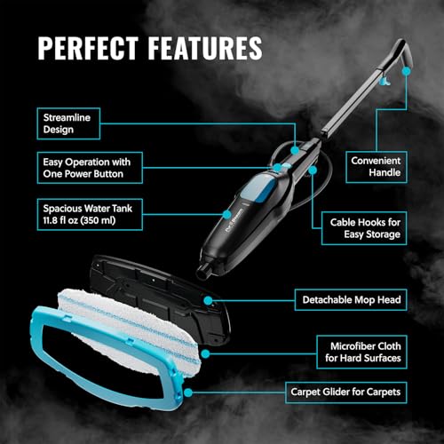 PurSteam Professional Steam Mop | Multi-Surface Floor Cleaner for Hardwood, Tile, Laminate & Carpet | Fast Heating, Lightweight & Chemical-Free Cleaning - size: Steam Mop - Multi-Surface