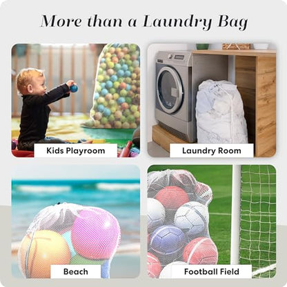 Handy Laundry Mesh Laundry Bag, Extra Large 24" x 36" – Heavy Duty, Machine Washable, Secure Drawstring Closure, Durable Mesh for Delicates, Travel, College Dorm, Storage, White - color: White