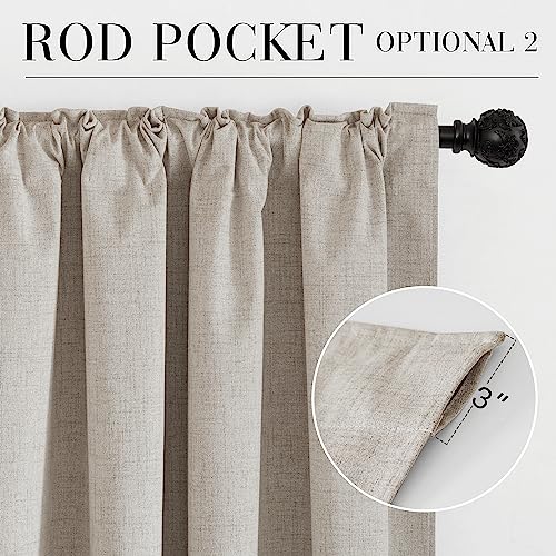 RYB HOME Natural Beige 100% Blackout Curtains 63 inch Long, Light Blacking & Thermal Insulated Curtains for Nursery/Bedroom/Kids'Room, Back Tab & Rod Pocket Window Treatment, W52 x L63, 2 Panels - color: Natural Beige, size: 52"W x 63"L (Pack of 2)