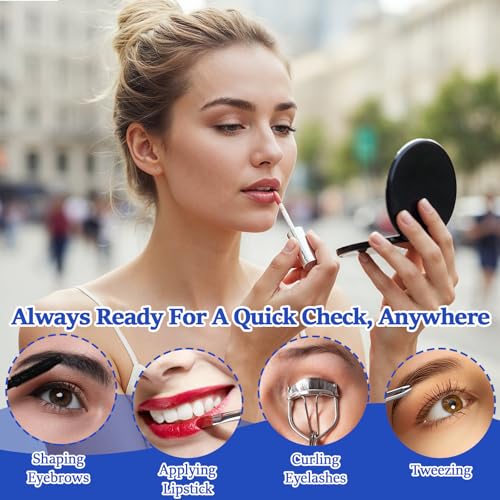 Lusofie 1X / 20X Small Magnifying Mirror Black Portable Travel Magnifying Mirror Round Small Pocket Mirrors for Men Women 3 Inch