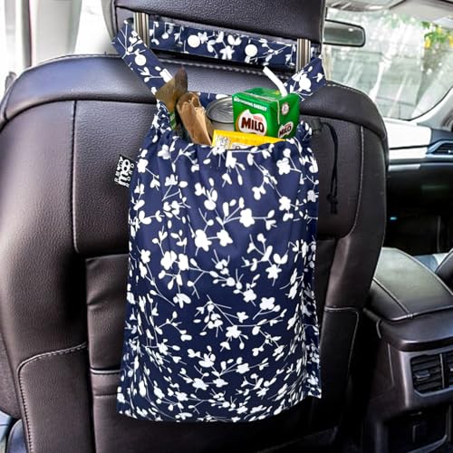 Cute Hanging Car Trash Garbage Bag 100% Leakproof Waterproof Multipurpose for Car Back Front Seat Console with Hanging Strap (Small Flowers) - color: Small Flowers