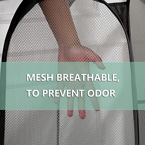 2 Pack Laundry Basket,Foldable Mesh Pop-up Laundry Hamper with Durable Handle,Easy to Open and Fold for Dorm, Laundry Room, Bedroom, RV (Black and blue) - color: Black and blue