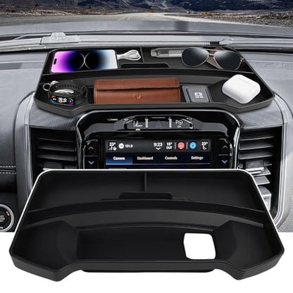 12 inches and 14.4 inches Screen Dashboard Storage Organizer Compatible with Dodge RAM 1500 2019-2026, Anti-Slip Silicone Dashboard Tray Replacement Accessories