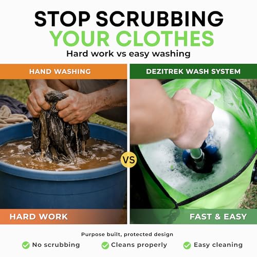 LARGE Portable Washing Machine – Off-Grid Laundry System, High Capacity Manual Clothes Washer with Plunger, No Power Needed, for Camping, RV, Travel - size: Large