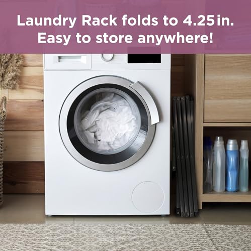BLACK+DECKER 4-Tier Expandable Collapsible Clothes Drying Rack, Telescopic Height, Foldable Space-Saving Laundry Air Dryer for Towels, Shirts & Delicates – Durable Steel, No Tools Needed - color: Black/Black