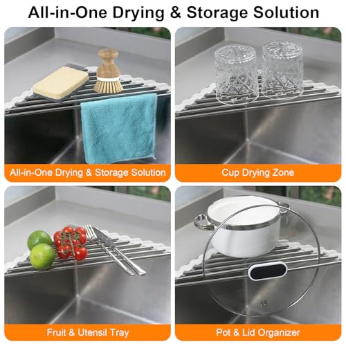 Sink Caddy Sponge Holder for Kitchen Sink, Small Dish Drainer for Kitchen Counter, Triangle Sink Brush Drainer Rack, Collapsible Dishes Drying Rack Over Sinks, Dishrack Utensil Holder Dryer White - color: White