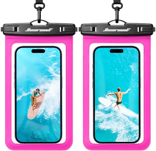 Hiearcool Waterproof Phone Pouch,Waterproof Phone Case for iPhone 17 16 15 14 13 Pro Max Plus up to 8.9",IPX8 Cellphone Dry Bag for Beach Cruise Travel-Bright Red-2Pack - color: 2Bright Red