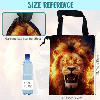 Car Garbage Bag Firce Lion Burning Flame Hanging Canvas Car Trash Bag Drawstring Car Back Seat Organizer for Car Back Front Seat Console with Adjustable Buckle - color: Firce Lion Burning Flame