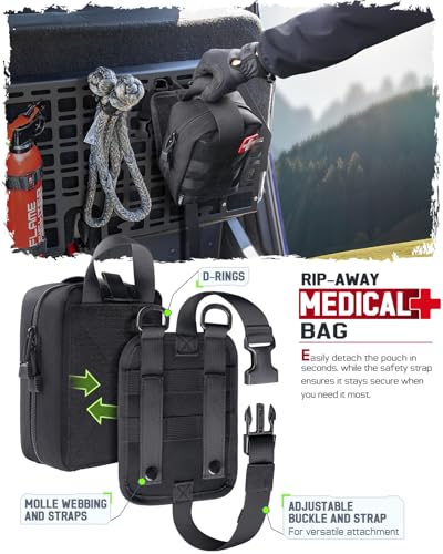 LIVANS 1000D First Aid Bag Empty Medical Ifak Pouch Molle EMT Pouches Rip-Away Tactical Military Trauma Emergency Medic Bag - color: Black-small Size(5.7"lx 3.4"w X 7.9"h)