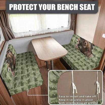 Bear RV Cushion Covers RV Camper Dinette Cushion Covers Stretch Camper Cushion Slipcovers Easy Installation Rv Accessories Replacement - color: Bear