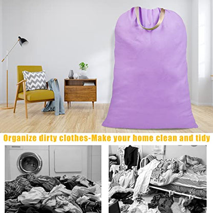Cotton Canvas Laundry Bag with Handles & Drawstring Straps, Heavy Duty Extra Large Laundry Bags for Laundromat and Household, 25.5x34 Inch, Purple - color: Purple