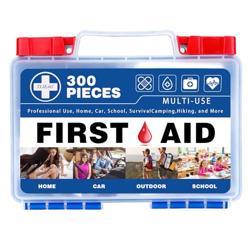 300 Piece Professional First Aid Kit, Multi-Function Portable Medical Kit for Home, Car, Travel, Camping, Worksite, Outdoor, Business & Sports (Navy Blue) - color: Navy Blue
